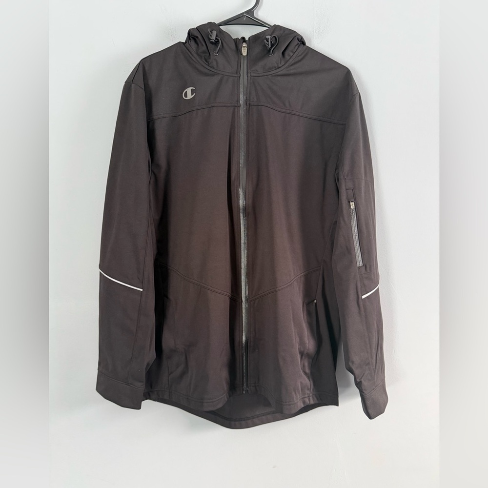 Champion Women's Hooded Softshell Jacket, BLACK Sz M NWT Water Resistant Light